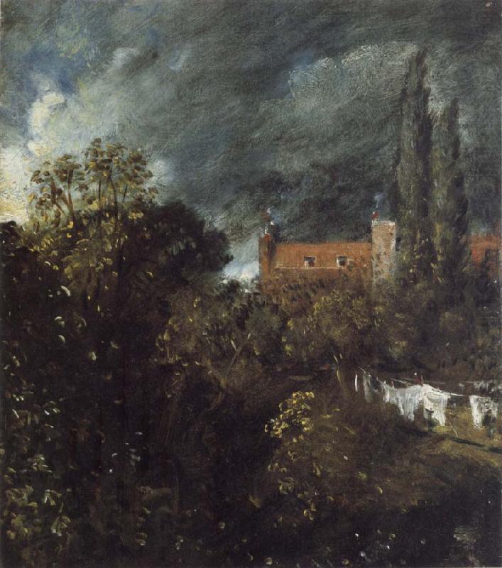 John Constable View into a Garden in Hampstead with a Red House beyond china oil painting image